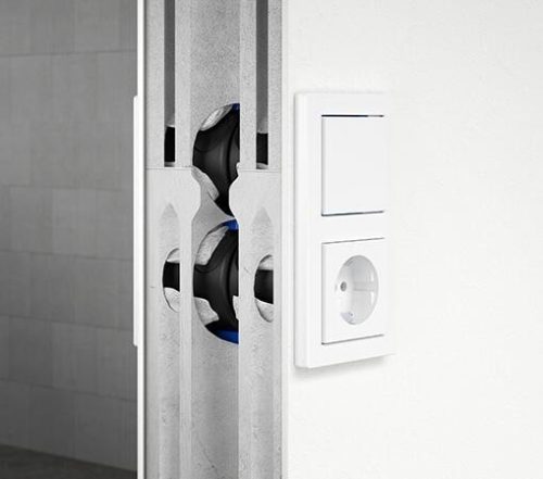 Kaiser 1569-01 hangszigetelt süllyesztett sorolható kerek szerelvénydoboz tégla falazatba - 56dB csillapítás