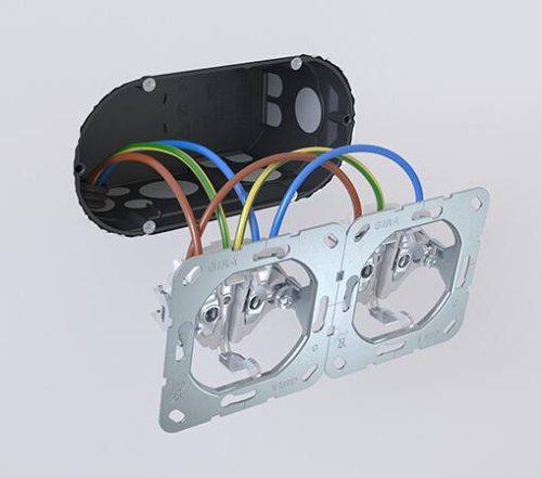 Kaiser 1656-21 ECON légtömör sorolható süllyesztett dupla MÜDS mély szerelvénydoboz 4 db csavarral