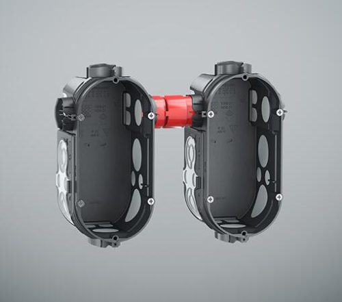 Kaiser 1656-21 ECON légtömör sorolható süllyesztett dupla MÜDS mély szerelvénydoboz 4 db csavarral