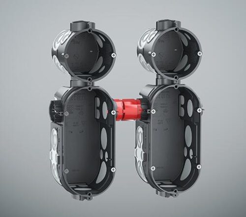 Kaiser 1656-21 ECON légtömör sorolható süllyesztett dupla MÜDS mély szerelvénydoboz 4 db csavarral