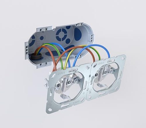 Kaiser 1656-26 UP¹ ECON Fix sorolható légtömör süllyesztett dupla MÜDS szerelvénydoboz 2 db csavarral