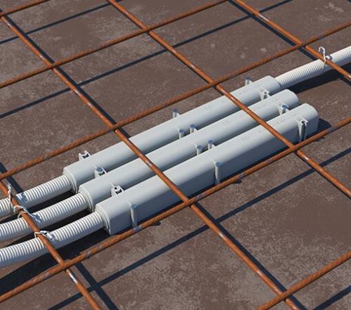 Kaiser 4558 sorolható zsaluzatra rögzíthető M20 / M25 védőcső csatlakoztató átvezető és leágazó födémsáv