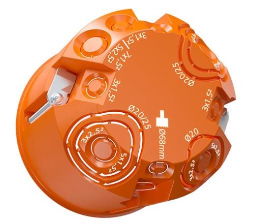 Kaiser 9064-02 1-es kerek perforált mély gipszkarton szerelvénydoboz csavarral