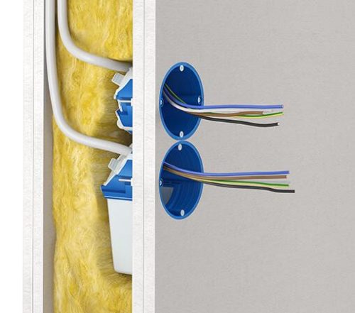 Kaiser 9068-94 1-es kerek hangszigetelő 68 Flex légtömör gipszkarton szerelvénydoboz rugalmas gumi zsákkal (-68 dB csillapítással)