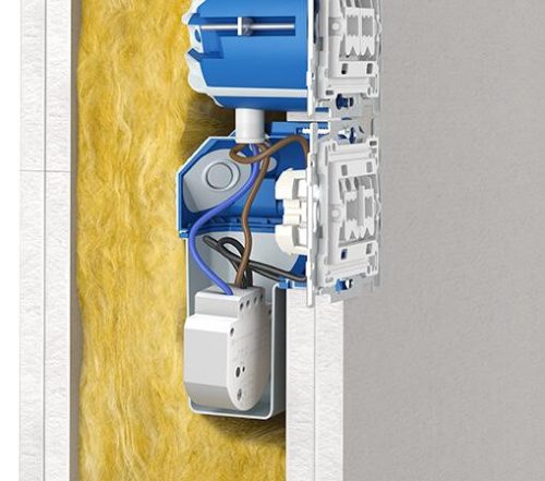 Kaiser 9068-94 1-es kerek hangszigetelő 68 Flex légtömör gipszkarton szerelvénydoboz rugalmas gumi zsákkal (-68 dB csillapítással)