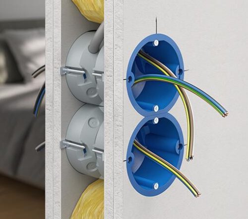 Kaiser 9069-01 hangszigetelő 74-es 1-es kerek légtömör gipszkarton szerelvénydoboz csavarral (-77 dB csillapítással)