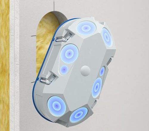 Kaiser 9069-94 hangszigetelő légtömör Elektronik gipszkarton szerelvénydoboz csavarral (-78 dB csillapítással)