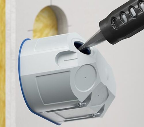 Kaiser 9069-94 hangszigetelő légtömör Elektronik gipszkarton szerelvénydoboz csavarral (-78 dB csillapítással)