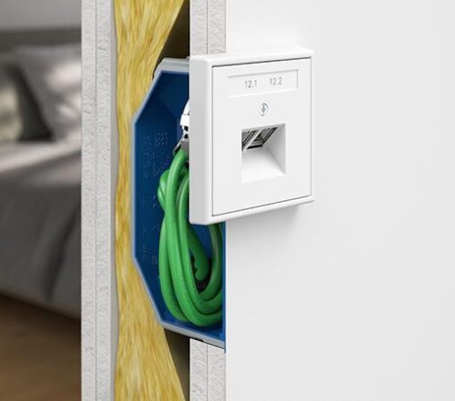 Kaiser 9069-94 hangszigetelő légtömör Elektronik gipszkarton szerelvénydoboz csavarral (-78 dB csillapítással)