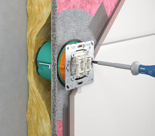 Kaiser 9264-42 légtömör üreges falazatba építhető szerelvénydoboz tömítőgallérral nedves helységekbe