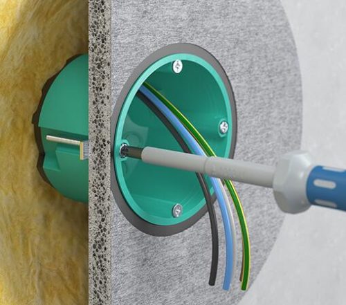 Kaiser 9264-42 légtömör üreges falazatba építhető szerelvénydoboz tömítőgallérral nedves helységekbe