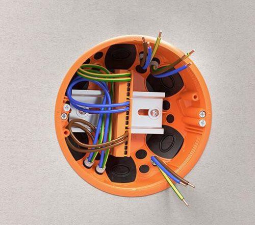 Kaiser 9273-92 120 mm átmérőjű kerek ECON légtömör gipszkarton elágazó doboz / kötődoboz fedéllel és fedélrögzítő csavarral