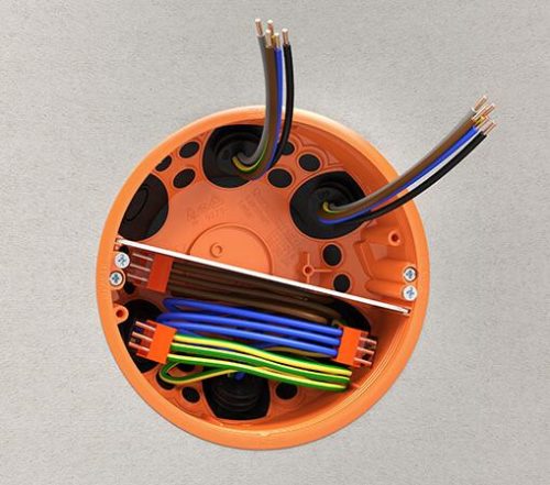 Kaiser 9273-92 120 mm átmérőjű kerek ECON légtömör gipszkarton elágazó doboz / kötődoboz fedéllel és fedélrögzítő csavarral