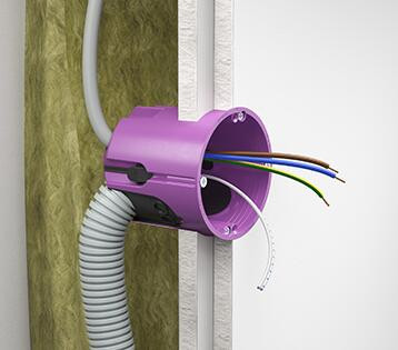 Kaiser 9280-22 1-es kerek ECON légtömör EXTRA mély gipszkarton szerelvénydoboz adatcsatlakozókhoz csavarral