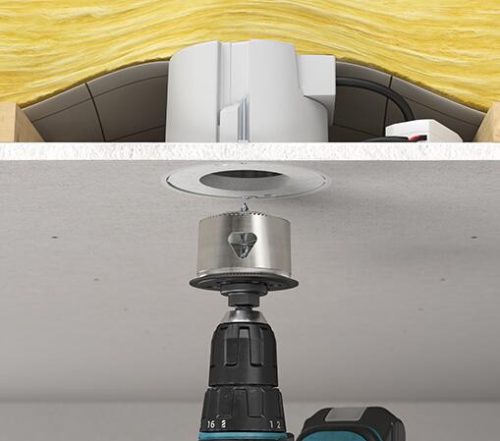 Kaiser 9300-22 ThermoX® nagyméretű LED lámpa beépítő doboz univerzális ásványgyapot előlappal üreges mennyezetbe