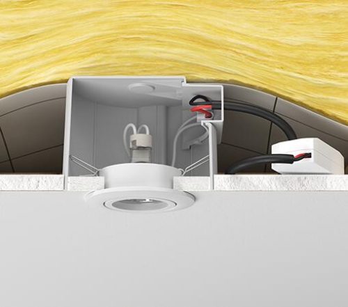 Kaiser 9300-22 ThermoX® nagyméretű LED lámpa beépítő doboz univerzális ásványgyapot előlappal üreges mennyezetbe