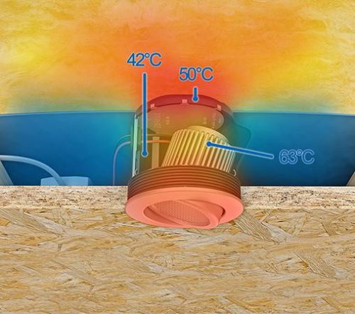Kaiser 9320-10 ThermoX® légtömör LED lámpa beépítő doboz üreges mennyezetbe  - 74 mm beépítési méret - max. 6,6 Watt - 75 mm mély