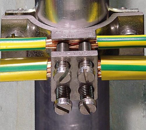 Kaiser 9620.02 dupla földelő EPH csőbilincs 1 ½ - 2" ónozott sárgaréz 47,9 - 59,6 mm 