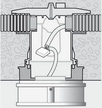 Kaiser 9959 eszköz- és készülékrögzítő doboz Ø 85 mm-es univerzális szerelő előlappal beton mennyezetbe, rögzítő szegekkel