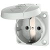 MENNEKES 11010 csapfedeles háztartási (Schuko) beépíthető dugalj 16A 2P+E 230V világosszürke IP44 - csavarmentes