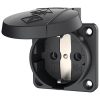 MENNEKES 11012 csapfedeles háztartási (Schuko) beépíthető dugalj 16A 2P+E 230V fekete IP44 - csavarmentes