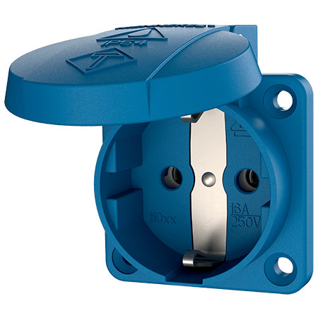 MENNEKES 11031 csapfedeles háztartási (Schuko) beépíthető dugalj 16A 2P+E 230V kék IP44 - csavaros