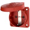MENNEKES 11033 csapfedeles háztartási (Schuko) beépíthető dugalj 16A 2P+E 230V piros IP44 - csavaros
