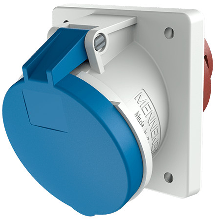 MENNEKES 1147A beépíthető ipari aljzat 63A 3p (2p+E) 230V kék IP44 - ferde