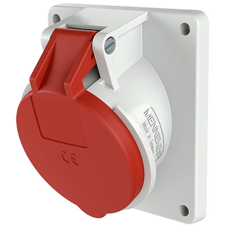 MENNEKES 1746 beépíthető ipari aljzat 32A 5p (3p+N+E) 400V piros IP44 - ferde