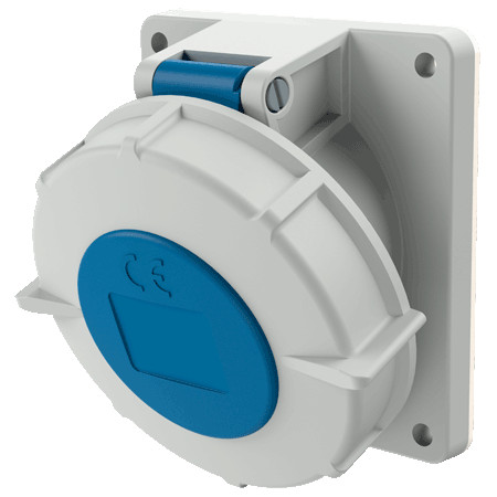 MENNEKES 1802 beépíthető ipari aljzat 32A 3p (2p+E) 230V kék IP67 - ferde