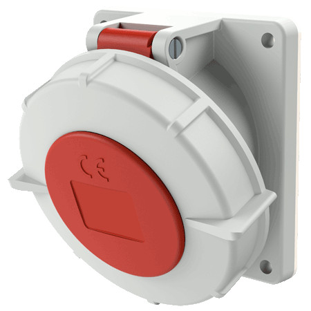 MENNEKES 1808 beépíthető ipari aljzat 32A 5p (3p+N+E) 400V piros IP67 - ferde