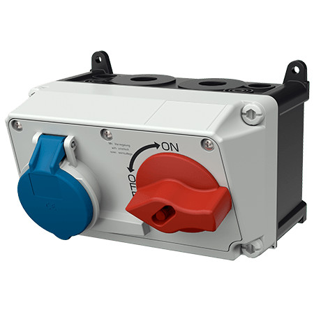 MENNEKES 7612 DUO ipari kapcsolós fali aljzat 32A 3p (2p+E) 230V kék IP44