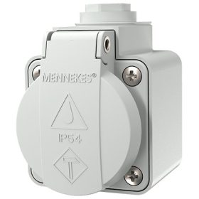   MENNEKES 10081 csapfedeles háztartási (Schuko) fali dugalj 16A 2P+E 230V világosszürke IP44 - csavaros