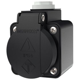   MENNEKES 10083 csapfedeles háztartási (Schuko) fali dugalj 16A 2P+E 230V fekete IP44 - csavaros