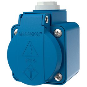   MENNEKES 10119 csapfedeles háztartási (Schuko) fali dugalj 16A 2P+E 230V kék IP44 - csavaros