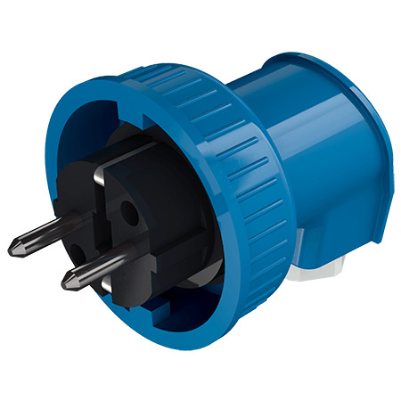 MENNEKES 10818 háztartási (Schuko) lengő dugvilla 16A 2P+E 230V kék IP68 - ferde