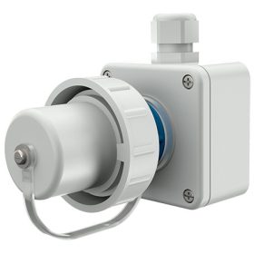   MENNEKES 10864 háztartási (Schuko) fali készülékcsatlakozó dugvilla 16A 2P+E 230V kék / szürke IP68 védőkupakkal