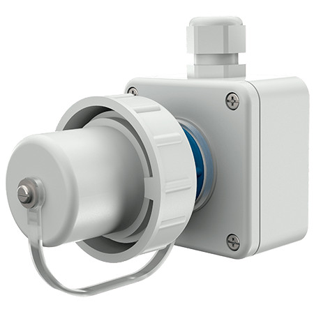 MENNEKES 10864 háztartási (Schuko) fali készülékcsatlakozó dugvilla 16A 2P+E 230V kék / szürke IP68 védőkupakkal