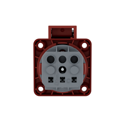 MEGSZŰNT - helyettesítő termék a leírásban - MENNEKES 11013 csapfedeles háztartási (Schuko) beépíthető dugalj 16A 2P+E 230V piros IP44 - csavarmentes