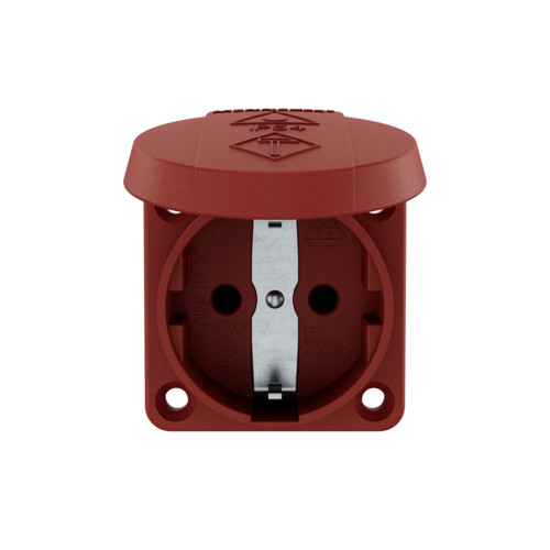 MEGSZŰNT - helyettesítő termék a leírásban - MENNEKES 11013 csapfedeles háztartási (Schuko) beépíthető dugalj 16A 2P+E 230V piros IP44 - csavarmentes