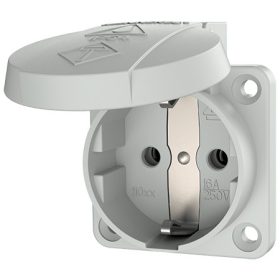   MENNEKES 11030 csapfedeles háztartási (Schuko) beépíthető dugalj 16A 2P+E 230V világosszürke IP44 - csavaros