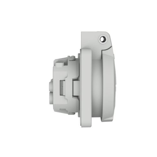 MENNEKES 11030 csapfedeles háztartási (Schuko) beépíthető dugalj 16A 2P+E 230V világosszürke IP44 - csavaros