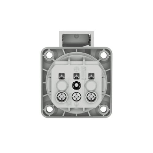 MENNEKES 11030 csapfedeles háztartási (Schuko) beépíthető dugalj 16A 2P+E 230V világosszürke IP44 - csavaros