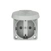 MENNEKES 11030 csapfedeles háztartási (Schuko) beépíthető dugalj 16A 2P+E 230V világosszürke IP44 - csavaros