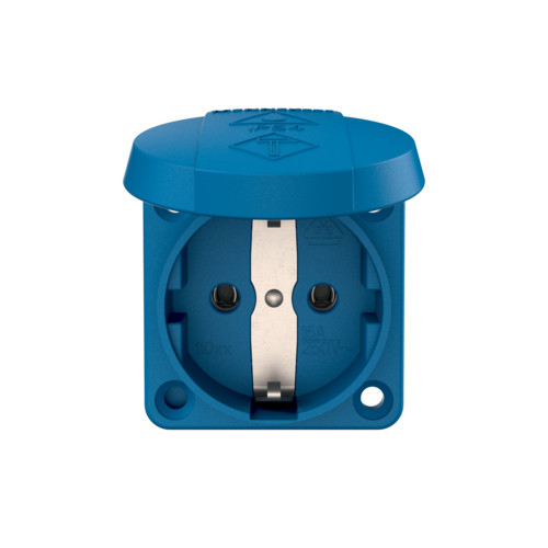 MENNEKES 11031 csapfedeles háztartási (Schuko) beépíthető dugalj 16A 2P+E 230V kék IP44 - csavaros