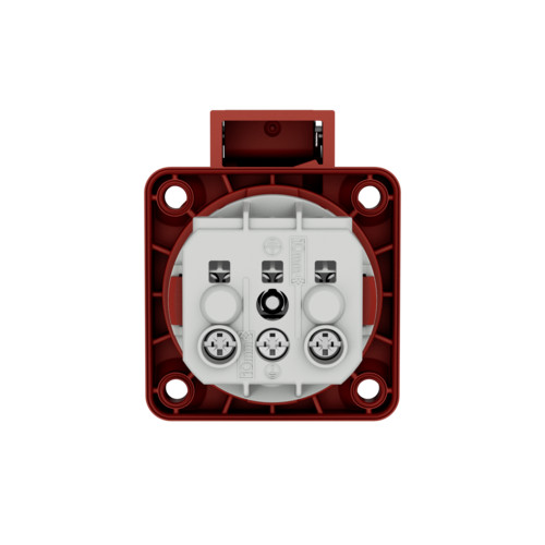 MENNEKES 11033 csapfedeles háztartási (Schuko) beépíthető dugalj 16A 2P+E 230V piros IP44 - csavaros