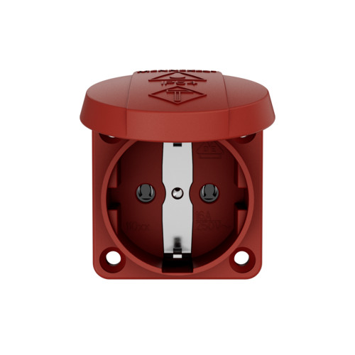 MENNEKES 11033 csapfedeles háztartási (Schuko) beépíthető dugalj 16A 2P+E 230V piros IP44 - csavaros