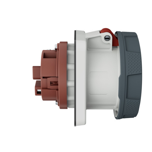 MENNEKES 1124A beépíthető ipari aljzat 63A 4p (3p+E) 230V piros IP67 - egyenes