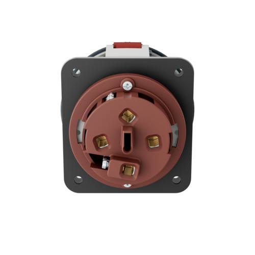 MENNEKES 1124A beépíthető ipari aljzat 63A 4p (3p+E) 230V piros IP67 - egyenes