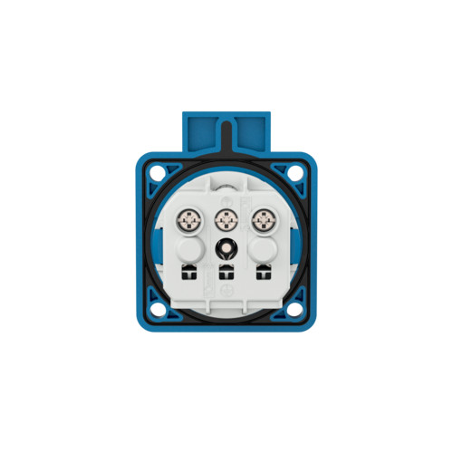 MENNEKES 11331 csapfedeles háztartási (Schuko) beépíthető dugalj gumis peremmel 16A 2P+E 230V kék IP54 - csavaros